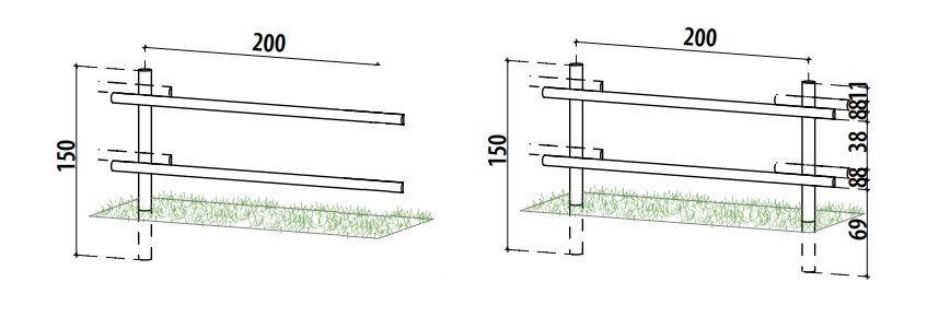 recinzione componibile con mezzi pali alterni