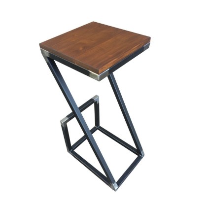 Sgabello artigianale in legno e ferro - Bricolegnostore