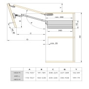 Emuca Braccetto per ante elevabile Agile Flap, 3,7 - 7,2 kg, Plastica grigio antracite, Acciaio