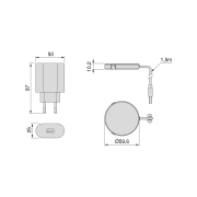 Emuca Caricatore di superficie wireless per mobile Airtop 2 con USB-A, Ø60mm, 5V DC / 2.1A (USB-10W/Qi-10W), Plastica nera, Tecnoplastica