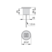 Emuca Connettore rotondo a incasso, 2 prese USB, D. 37 mm, Plastica, Grigio metallizzato