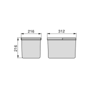 Emuca Contenitori per cassetti da cucina Recycle, Altezza 216, 2x12, Plastica grigio antracite, Tecnoplastica