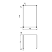 Emuca Gambe quadrate e struttura per tavolo, 50x50mm, 1.150x750, Verniciato bianco, Acciaio