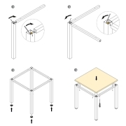 Emuca Gambe quadrate e struttura per tavolo, 50x50mm, 1.150x750, Verniciato bianco, Acciaio