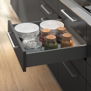 Emuca Kit cassetto per cucina o bagno Vertex di altezza 178 mm con pannelli inclusi., 600, Grigio antracite, Vari