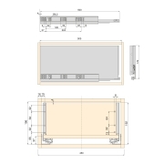 Emuca Kit cassetto per cucina o bagno Vertex di altezza 178 mm con pannelli inclusi., 450, Grigio antracite, Vari