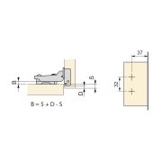 Emuca Kit cerniera mezzo collo X92 con chiusura ammortizzata e basetta, Basetta a vite, Nichelato, Acciaio, 20 u.