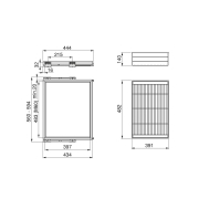 Emuca Kit cestello in filo metallico e telaio con guide a chiusura morbida per armadi, regolabile, modulo 600mm, Grigio pietra