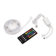 Emuca Kit di strisce LED Octans USB RGB con telecomando e controllo WIFI tramite APP (5V DC), 4 x 0,5 m, Tecnoplastica