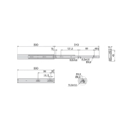 Emuca Guide a sfere per cassetti con estrazione totale e chiusura soft, altezza 45 mm, 300, Zincato bianco, Acciaio