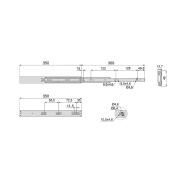 Emuca Guide a sfere per cassetti con estrazione totale e chiusura soft, altezza 45 mm, 350, Zincato bianco, Acciaio