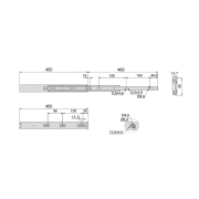 Emuca Guide a sfere per cassetti con estrazione totale e chiusura soft, altezza 45 mm, 450, Zincato bianco, Acciaio