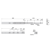 Emuca Guide a sfere per cassetti con estrazione totale e chiusura soft, altezza 45 mm, 600, Zincato bianco, Acciaio