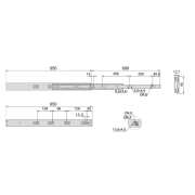 Emuca Guide a sfere per cassetti con estrazione totale e chiusura soft, altezza 45 mm, 650, Zincato bianco, Acciaio