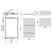 Emuca Kit vassoio con 2 cestelli e telaio con guide a chiusura morbida per armadio, regolabile, modulo 800mm, Grigio pietra