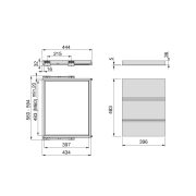 Emuca Kit vassoio e telaio con guide a chiusura morbida per armadio, regolabile, modulo 600mm, Grigio pietra