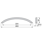 Emuca Maniglie per mobile, D. 10 mm, interasse 224 mm, Acciaio, Nichel satinato, 25 u.