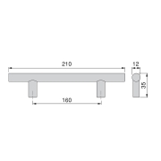 Emuca Maniglie per mobile, D. 12 mm, interasse 160 mm, Acciaio, Nichel satinato, 10 u.