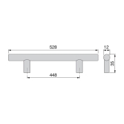 Emuca Maniglie per mobile, D. 12 mm, interasse 448 mm, Acciaio, Nichel satinato, 10 u.