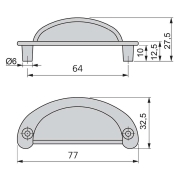 Emuca Maniglie per mobile, interasse 64 mm, Zama, Nero, 20 u.