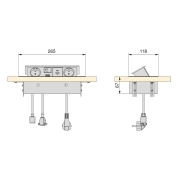 Emuca Multipresa Atom 26 A+C per scrivania, EU, Verniciato alluminio, Acciaio e Tecnoplastica e Zama, 1 u.