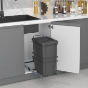 Emuca Pattumiera per differenziata Recycle da cucina, 35 L, fissaggio sul fondo ed estrazione manuale, Tecnoplastica grigio antracite