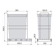 Emuca Pattumiera per differenziata Recycle da cucina, 35 L, fissaggio sul fondo ed estrazione manuale, Tecnoplastica grigio antracite