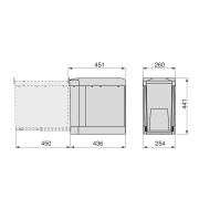 Emuca Pattumiere per raccolta differenziata per cucina, 1 x 30L, fissaggio inferiore, estrazione automatica, Acciaio e Tecnoplastica, Grigio antracite