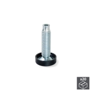 Emuca Piedino regolabile per mobile, base circolare, M10,D. 23 mm, altezza 46 mm, Acciaio e Plastica, 20 u.