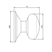 Emuca  Pomello rotondo per porte esterne di ingresso, Modello Bowler, Maniglia per porta d'ingresso Ø70mm, Acciaio inox, Nichel satinato