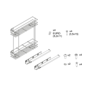 Emuca Portabottiglie laterale estraibile Supra con chiusura soft, Modulo 150 mm, Verniciato alluminio, Acciaio