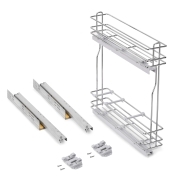 Emuca Portabottiglie laterale estraibile SupraMax con chiusura soft, 150, Cromato lucido, Acciaio