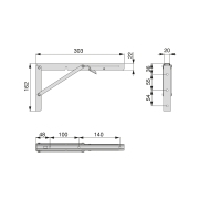 Emuca Reggipiani pieghevoli, 303mm, Verniciato bianco, Acciaio