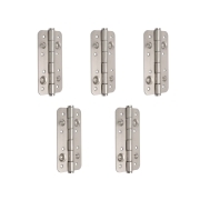 Emuca Set di 5 cerniere di sicurezza per porte, 150x80mm, Cerniere antiscasso con bordi arrotondati, senza perno di blocco, acciaio, nichel satinato,