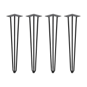 Emuca Set di gambe Hairpin di 3 bastoncini per tavolo, 710, Verniciato nero, Acciaio