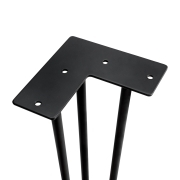 Emuca Set di gambe Hairpin di 3 bastoncini per tavolo, 710, Verniciato nero, Acciaio