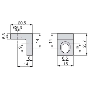 Emuca Squadra di unione per mobile, 20,5 x 20,7 mm, 2 fori, Zama, Nichelato, 50 u.