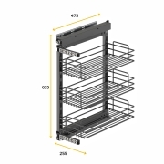 Emuca TitaneStar Carrello estraibile con chiusura soft, modulo 300 mm, Acciaio, Grigio antracite