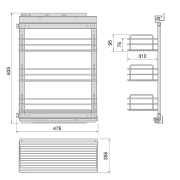 Emuca TitaneStar Carrello estraibile con chiusura soft, modulo 400 mm, Acciaio, Grigio antracite