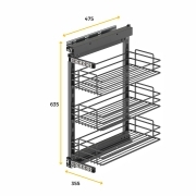 Emuca TitaneStar Carrello estraibile con chiusura soft, modulo 400 mm, Acciaio, Grigio antracite