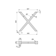 Emuca Set gambe Cross per tavolo, 695, Verniciato bianco, Acciaio