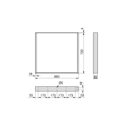 Emuca Set gambe da tavolo Square rettangolari, 720, Verniciato bianco, Acciaio