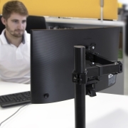 Emuca Supporti per monitor inclinabili e girevole a 360° per tavolo., Semplice, Verniciato nero, Acciaio