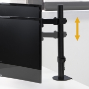 Emuca Supporti per monitor inclinabili e girevole a 360° per tavolo., Semplice, Verniciato nero, Acciaio