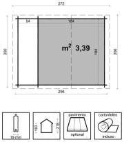 Casetta con legnaia ava cm. 200x200 - Casette in abete grezzo - Losa Esterni da vivere