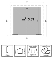 Casetta giulia cm. 200x200 - Casette in abete grezzo - Losa Esterni da vivere