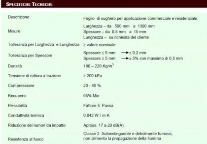 Foglio di Sughero Sugherisol mm 3