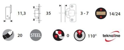 Cerniera Incoll 110° Collo 0 Box 35 mm