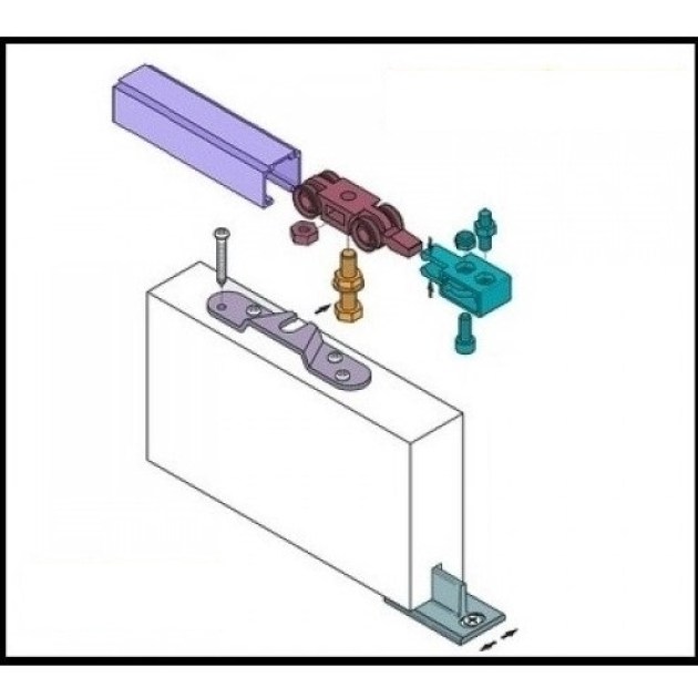 Kit per porta scorrevole binario più carrelli