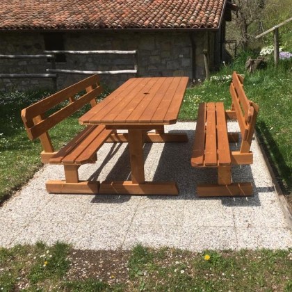 Tavolo Da Giardino Con Panche Separate e Schienale 8 + 2 posti